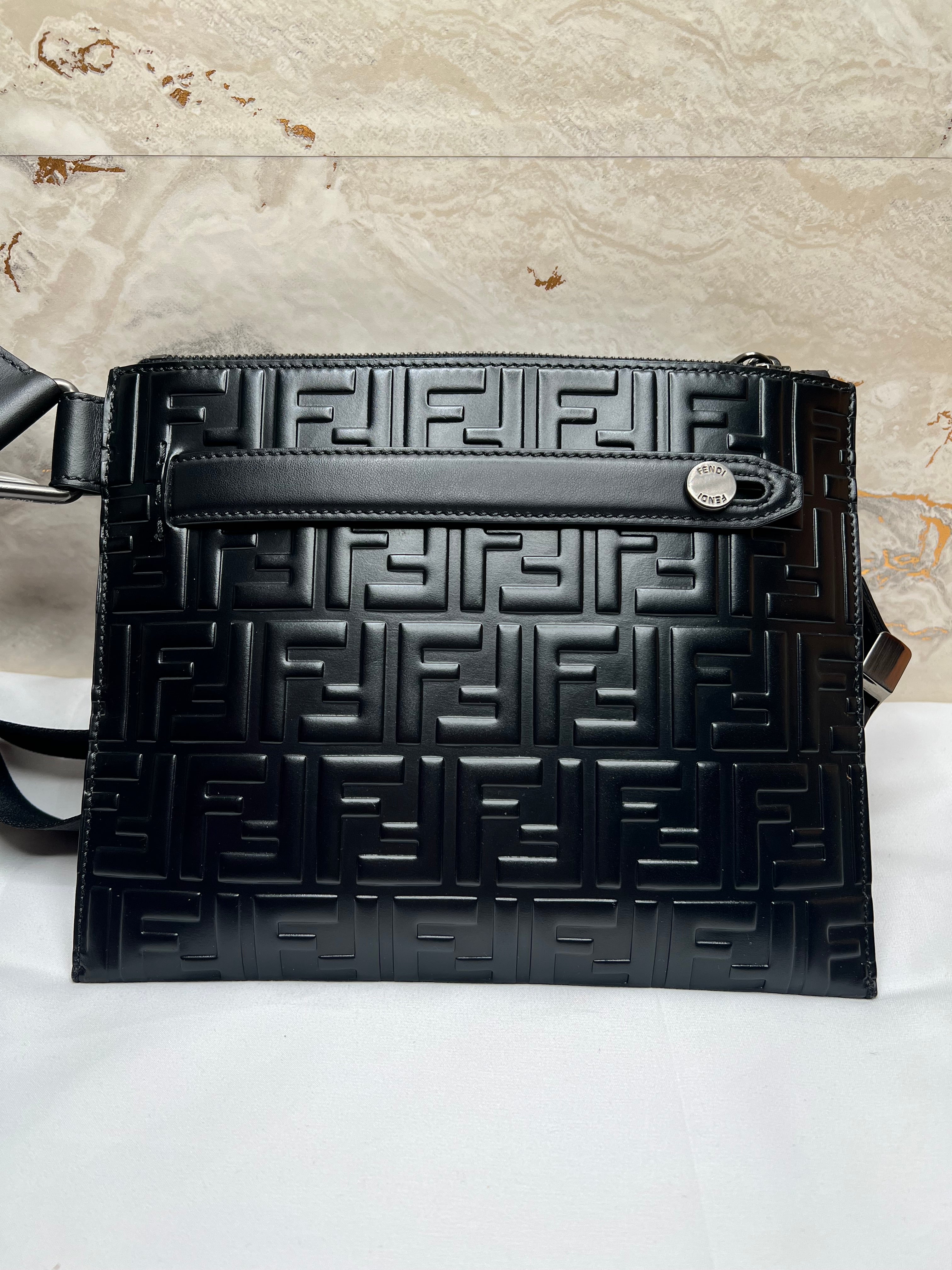 Fendi F Embossed Messenger Bag