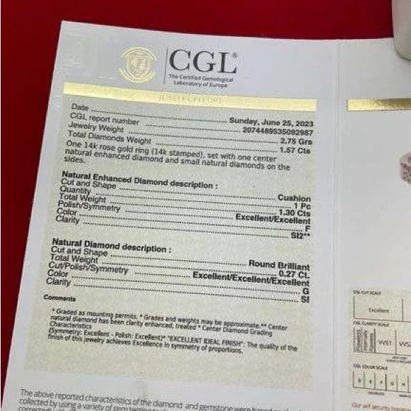C.G.L certified 1.5 CTTW Natural Diamond Ring image 8